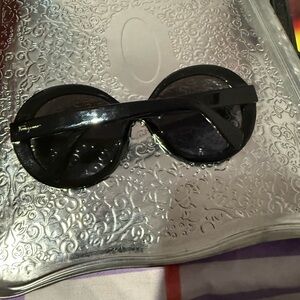 Salvatore Ferragamo Black Round Sunglasses